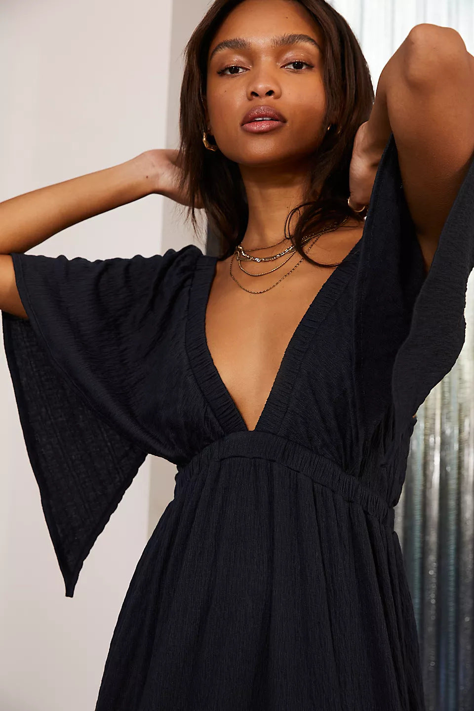 European And American Leisure Fashion Summer V-neck Loose Long Dress