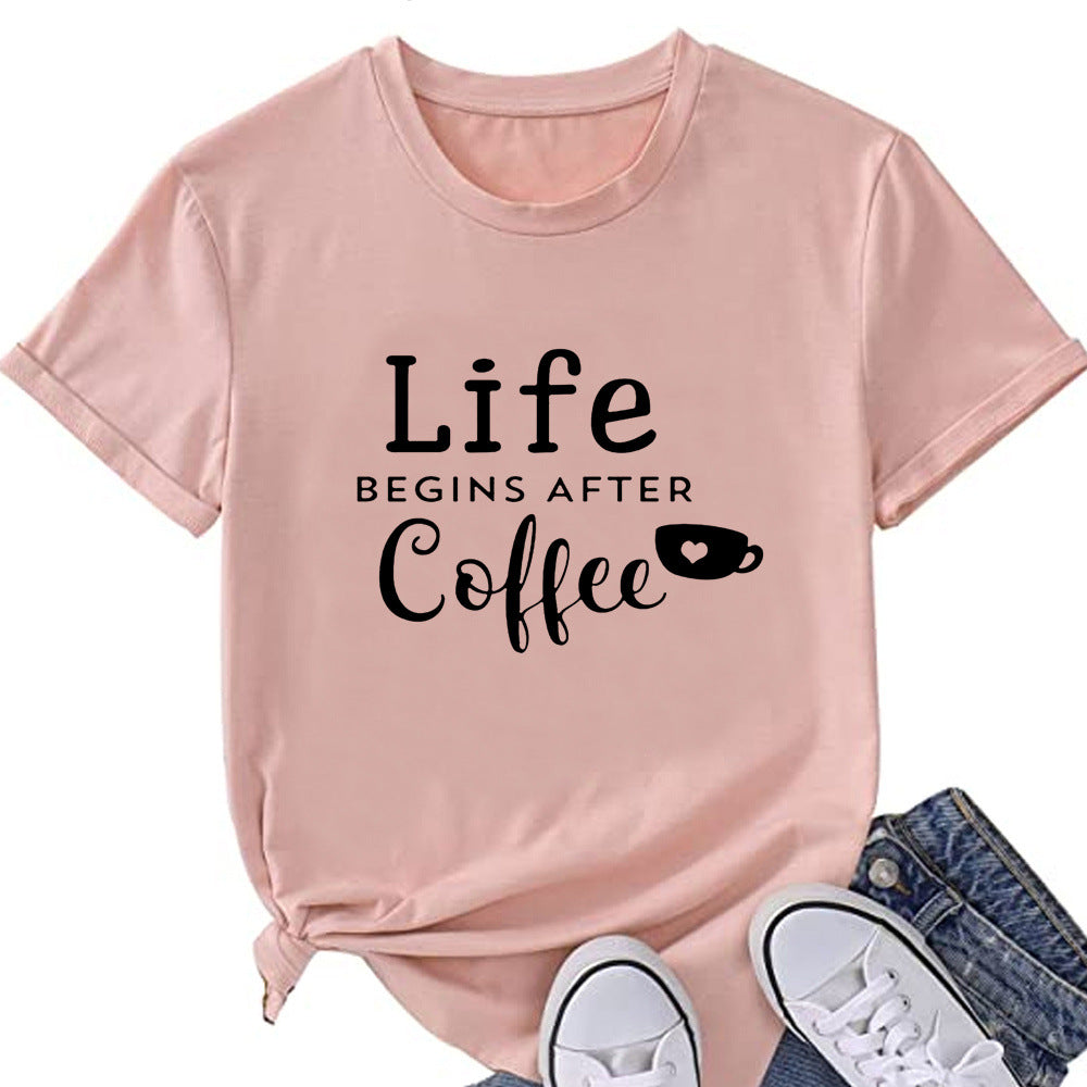 Letter Loose Round Neck T-shirt