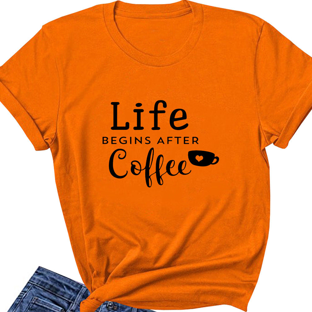 Letter Loose Round Neck T-shirt
