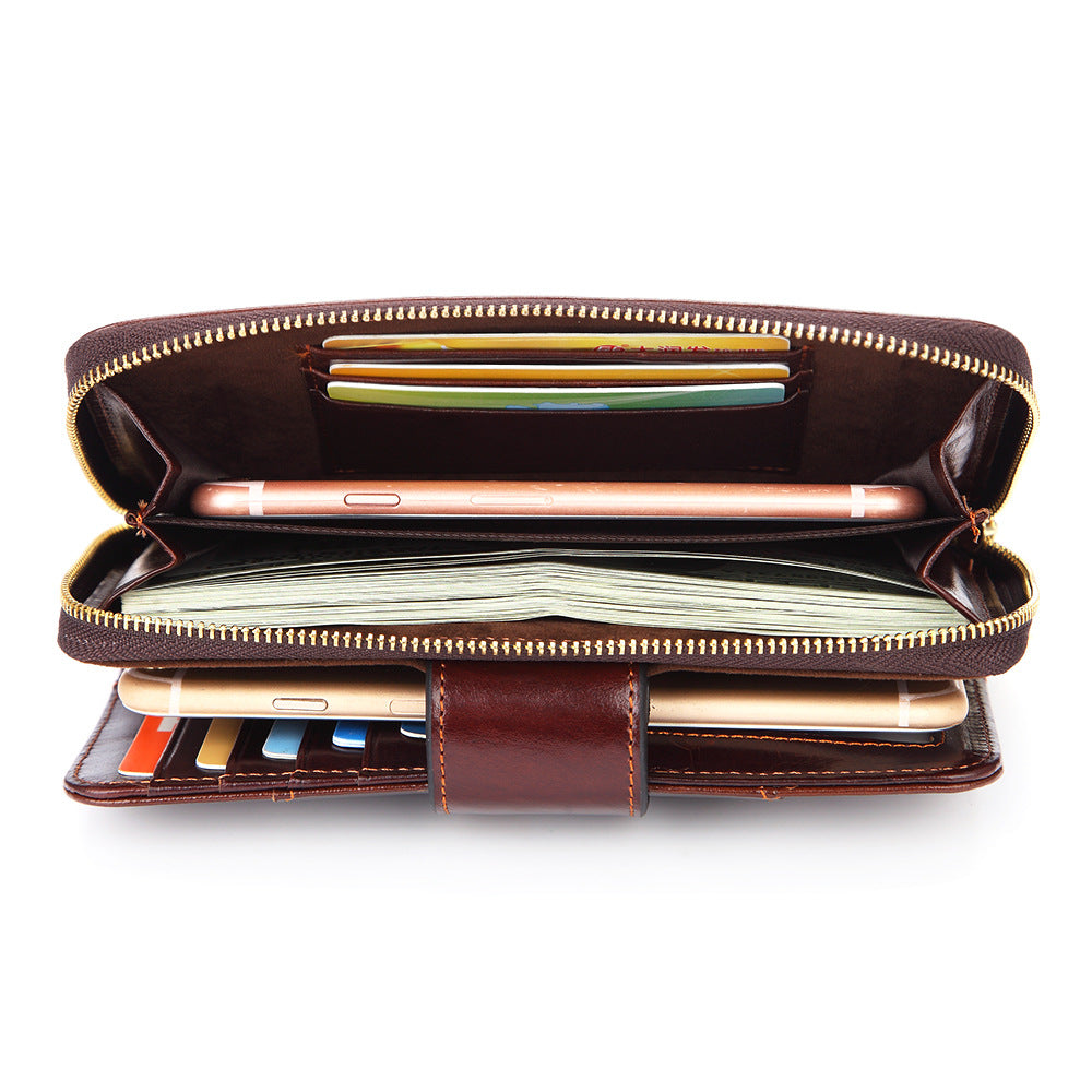 Cartera de cuero multifuncional alargada de moda para mujer