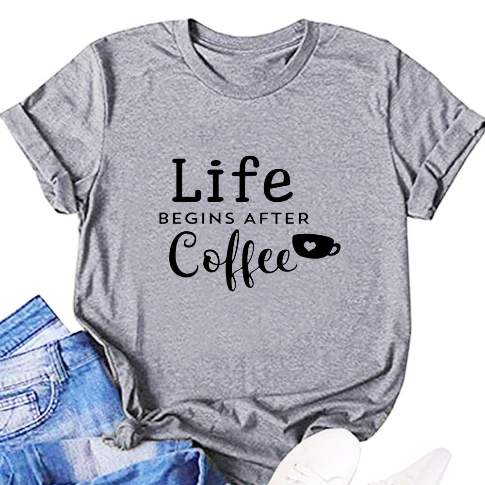 Letter Loose Round Neck T-shirt