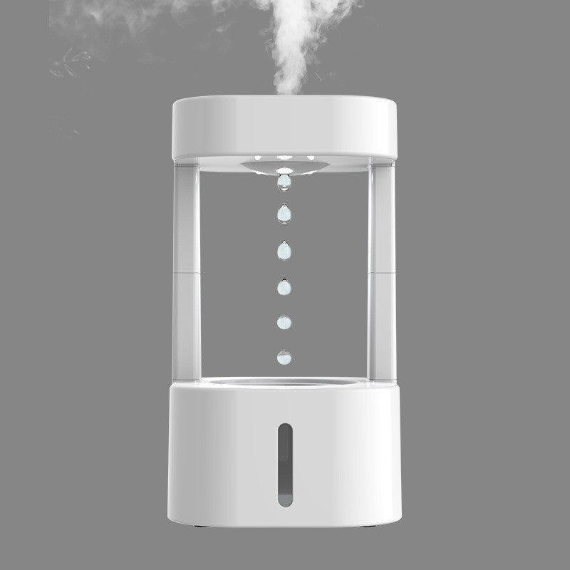 Humidificador de aire acondicionado con forma de gota de agua antigravedad creativo, pulverizador silencioso para el hogar, dormitorio y oficina con tanque de agua de 580 ml