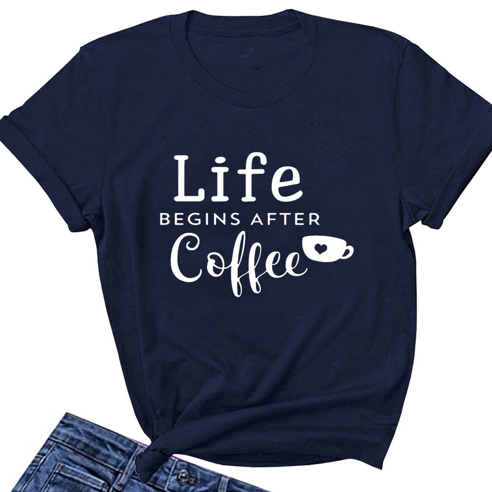 Letter Loose Round Neck T-shirt