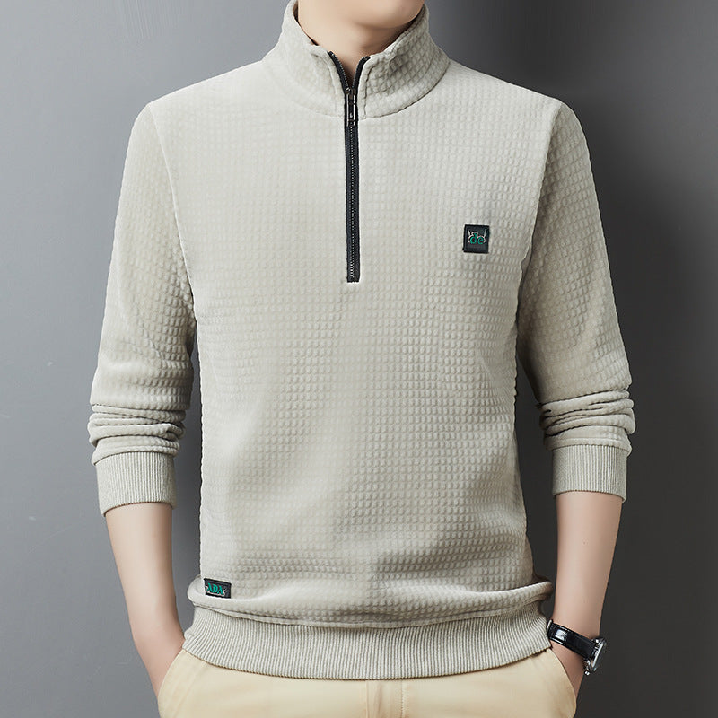 Camiseta cálida de moda para hombre, informal, de forro polar y con parte inferior gruesa