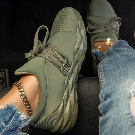 Zapatillas de deporte de verano para mujer, con cordones, para caminar, correr, punta redonda, informales, transpirables, antideslizantes, para gimnasio