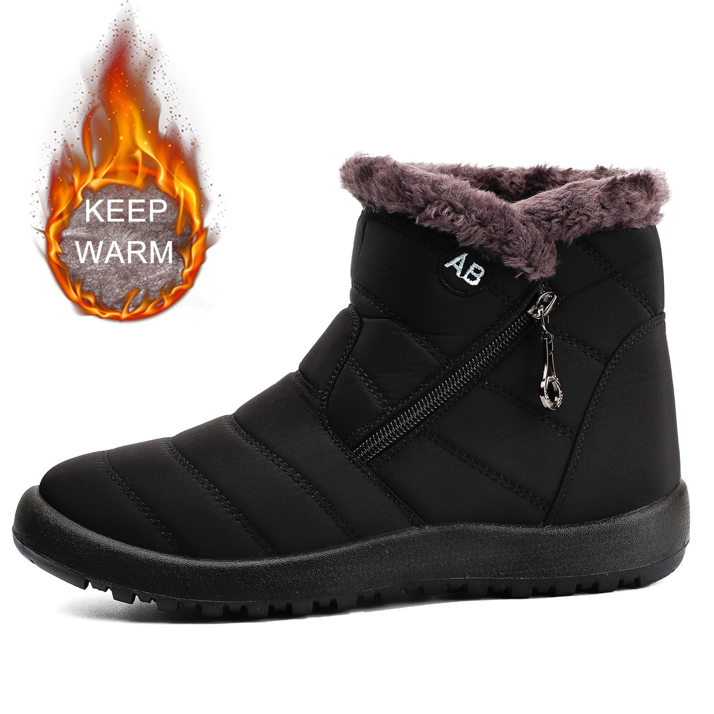 Botas de mujer Botines impermeables para mujer Zapatos de invierno Botas de nieve cálidas Botines con cremallera para mujer Botas de invierno para mujer