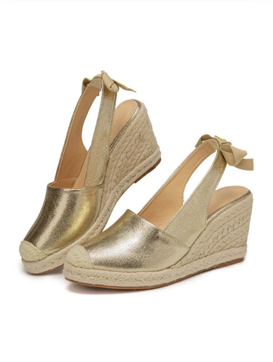Sandalias de cuña para mujer, de moda, con punta cerrada, estilo alpargata con plataforma y tiras cruzadas, zapatos de verano elegantes TDL-J26GD