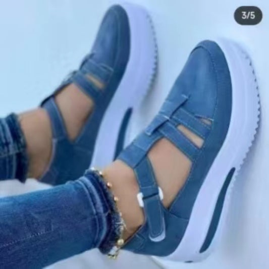 2023 Verano Nuevo Transpirable Malla Cuña Casual Zapatos Deportivos Talla Grande 43 Zapatos Antideslizantes Vulcanizados Para Mujer Plataforma Zapatillas Para Mujer