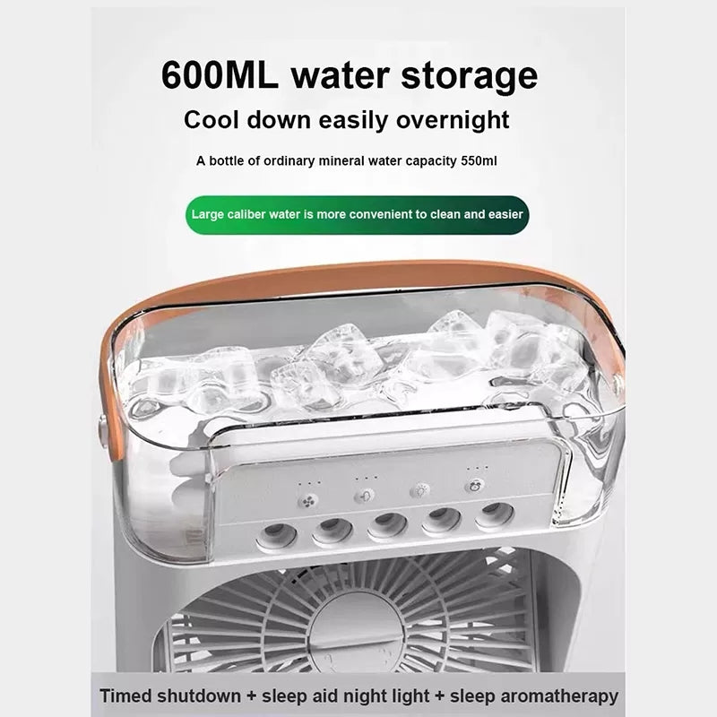 Humidificador de aire 3 en 1, ventilador USB de refrigeración, luz LED de noche, niebla de agua, divertido ventilador de humidificación, ventilador eléctrico en aerosol