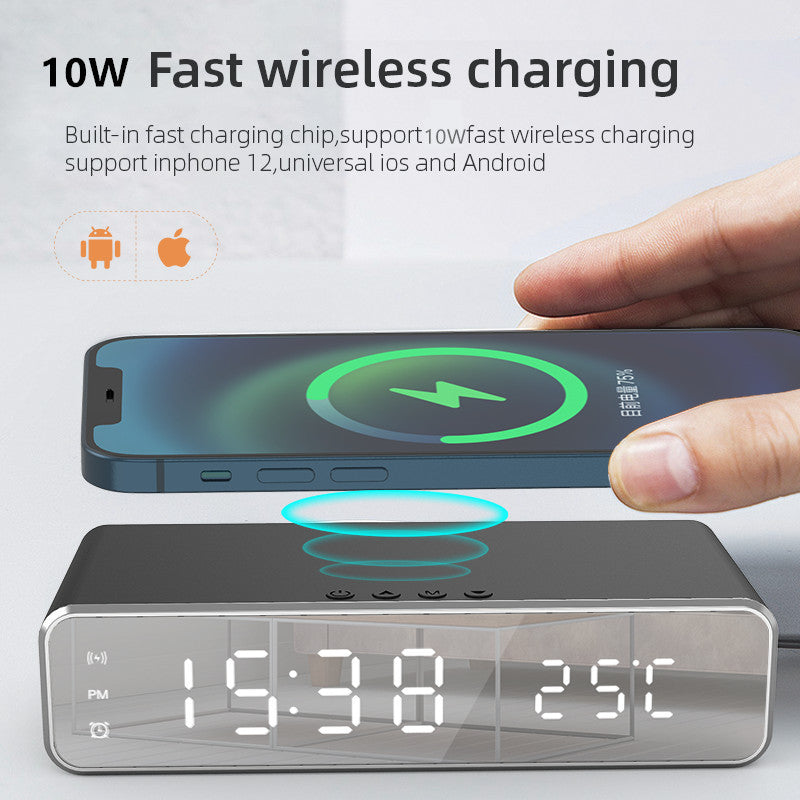 Cargador de teléfono inalámbrico eléctrico, reloj, termómetro HD, espejo, reloj con cargador