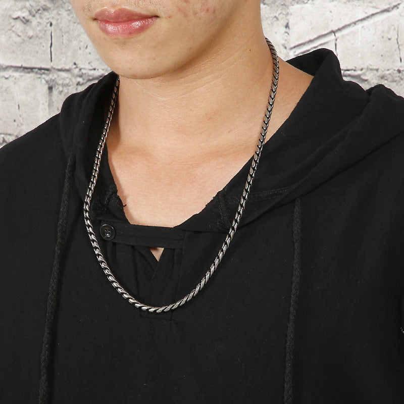 Men's Street Hip-hop Titanium Steel Metal Woven Chain Necklace