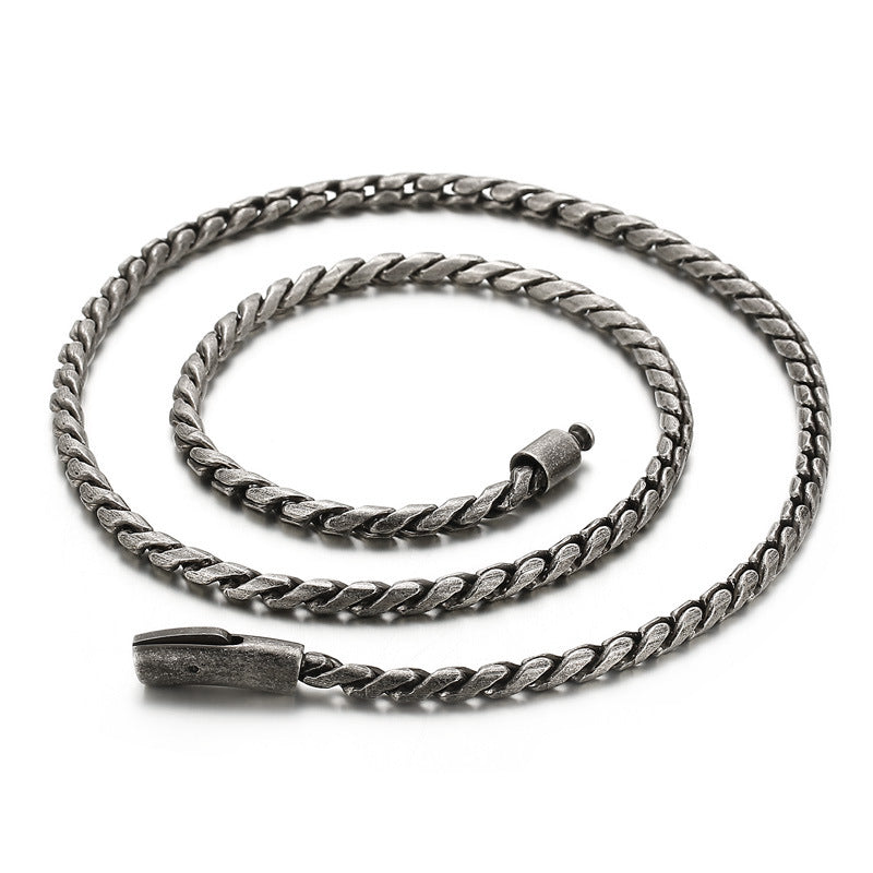 Men's Street Hip-hop Titanium Steel Metal Woven Chain Necklace