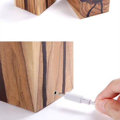 Lámpara de mesa creativa ajustable para mesita de noche, sin reflejos, decorativa, de madera, color marrón, lámpara de escritorio LED con carga USB, luz de noche para dormitorio marrón