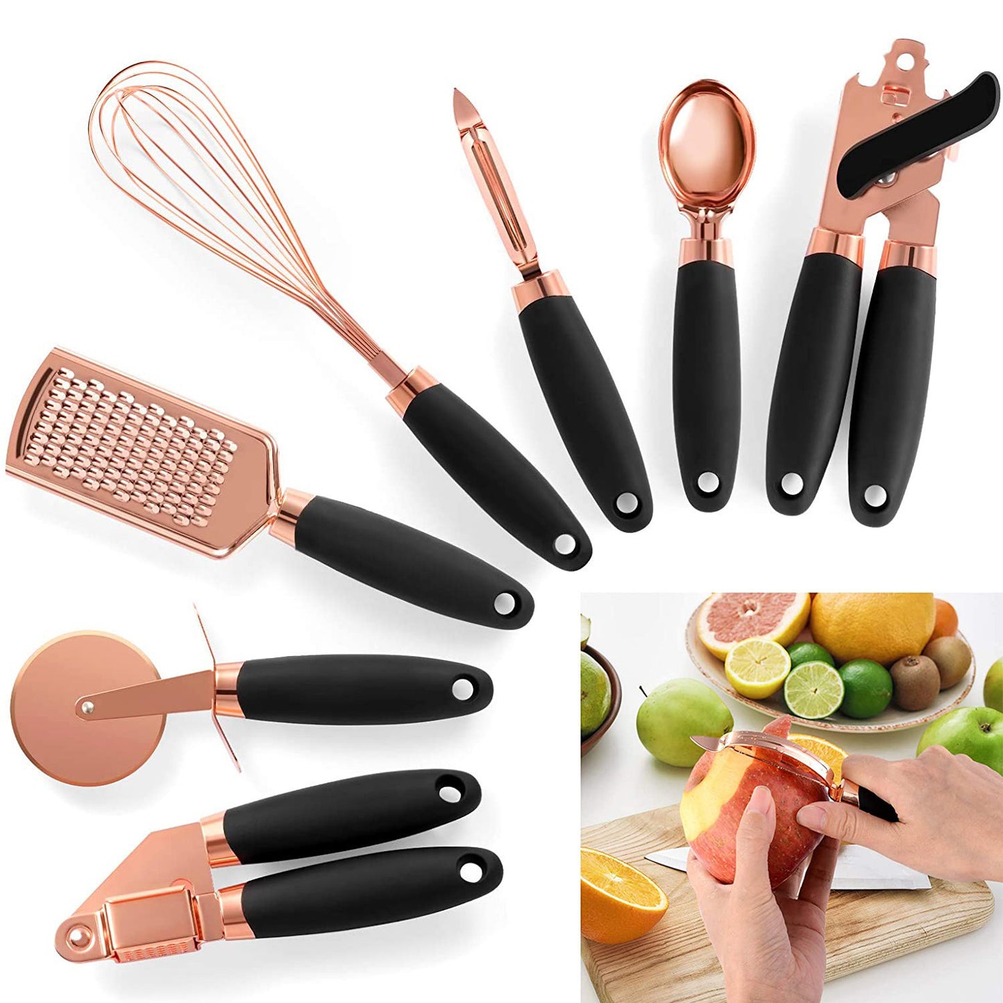 Juego de 7 utensilios de cocina de acero inoxidable