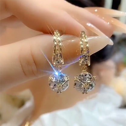 Pendientes de cristal francés con circonitas y diseño de nicho de moda, accesorios femeninos