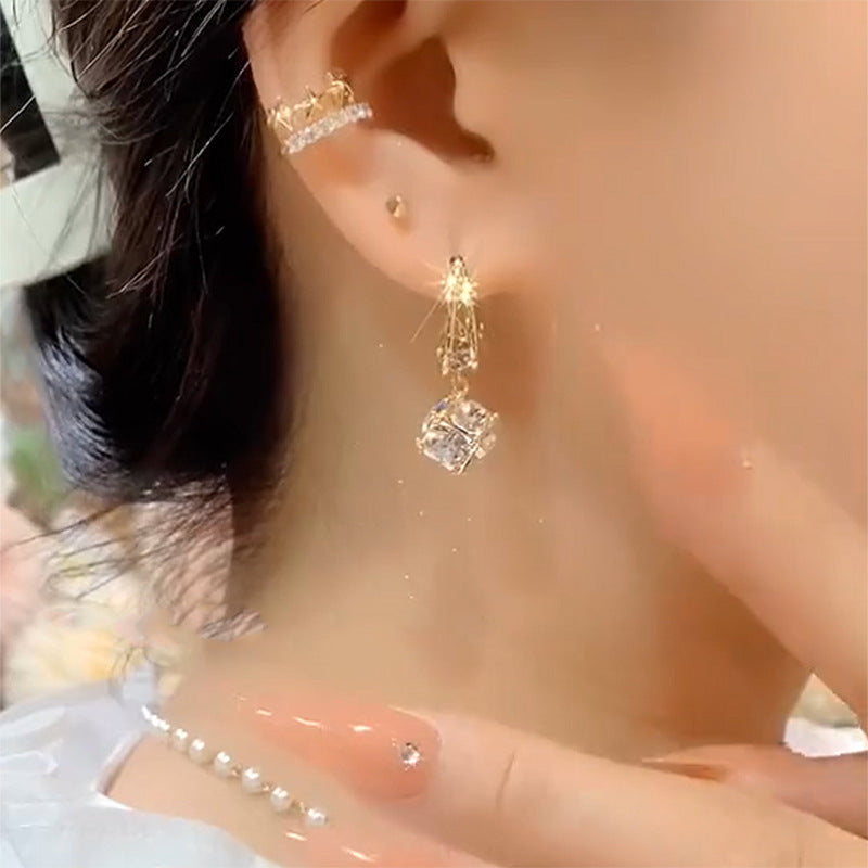 Trendy Niche Design Zircon French Crystal Earrings Female Accessories