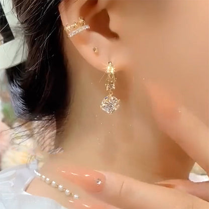 Pendientes de cristal francés con circonitas y diseño de nicho de moda, accesorios femeninos