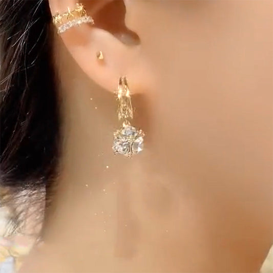 Pendientes de cristal francés con circonitas y diseño de nicho de moda, accesorios femeninos