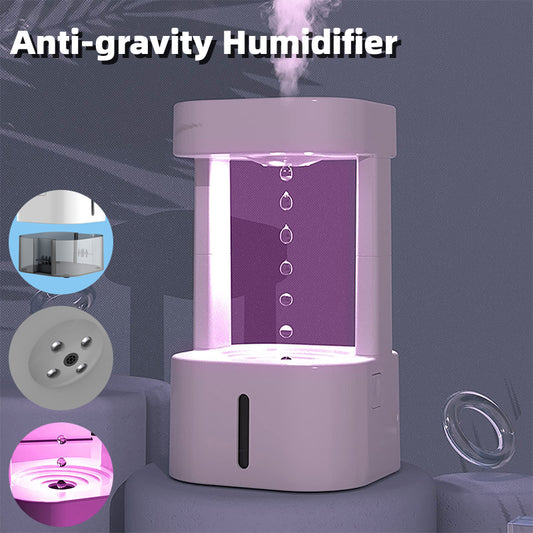 Humidificador de aire acondicionado con forma de gota de agua antigravedad creativo, pulverizador silencioso para el hogar, dormitorio y oficina con tanque de agua de 580 ml