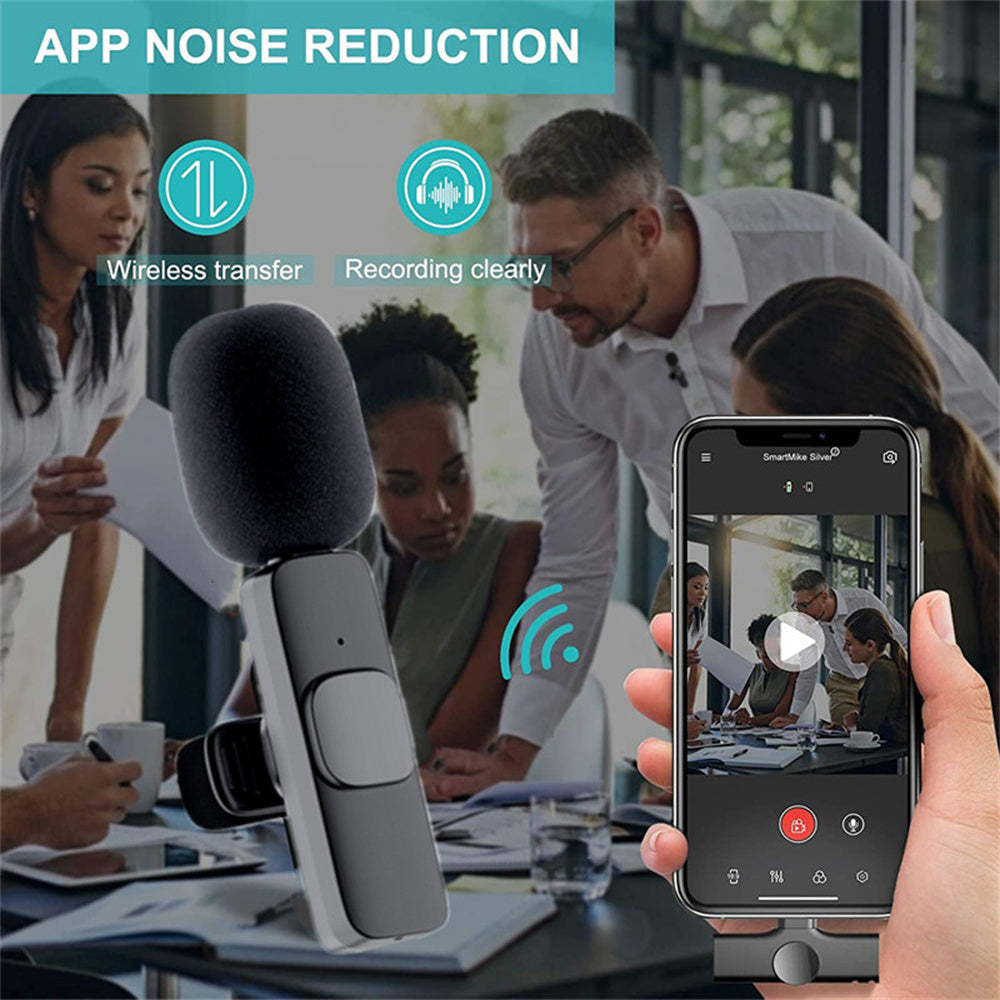 Micrófono de solapa inalámbrico, portátil, para grabación de audio y vídeo, minimicrófono para iPhone, Android, batería de larga duración, transmisión en vivo y juegos