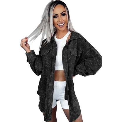 Chaqueta informal holgada hasta el muslo de estilo europeo y americano