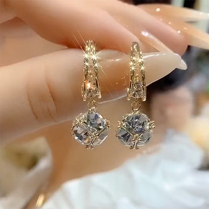 Pendientes de cristal francés con circonitas y diseño de nicho de moda, accesorios femeninos