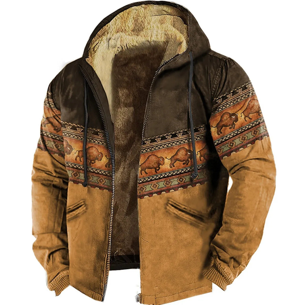 Men's Bejirog Hooded Vintage Printed Sweater