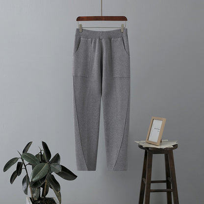 Nuevos pantalones harén de punto de cintura alta y sueltos para mujer
