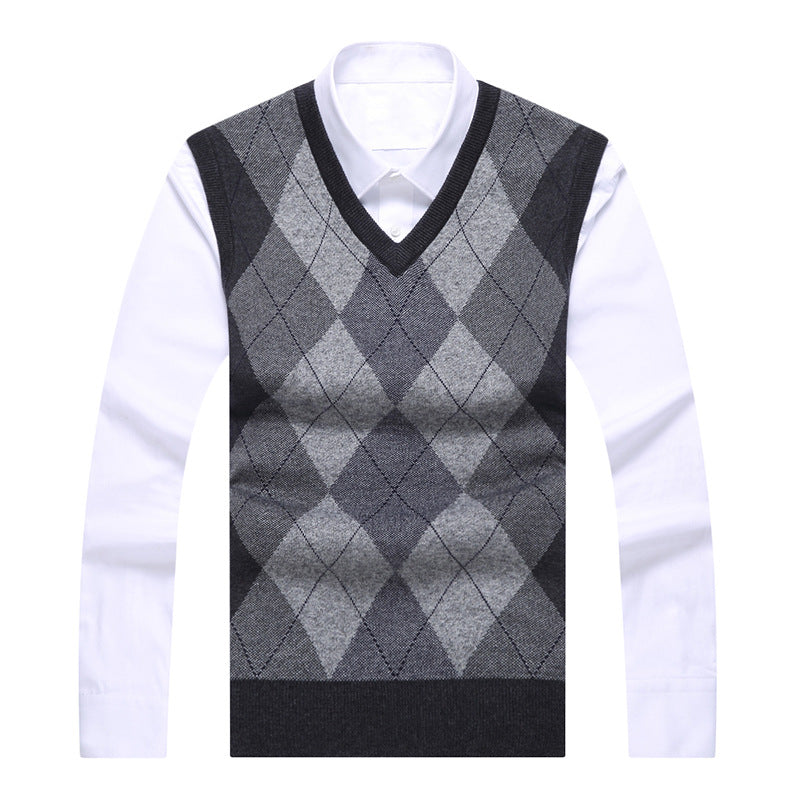 Factory Direct Sales Winter Wool Knitted Vest Middle-aged And Elderly Men's Thickened Sweater