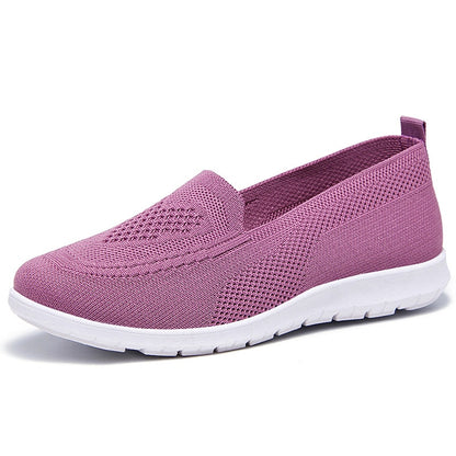 Mom Summer Mesh Knitting Sneakers Women Breathable Mary Janes Shoes Non-slip Ladies Casual Nurse Office Shoes Ballet Flats