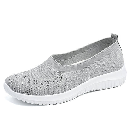 Mom Summer Mesh Knitting Sneakers Women Breathable Mary Janes Shoes Non-slip Ladies Casual Nurse Office Shoes Ballet Flats