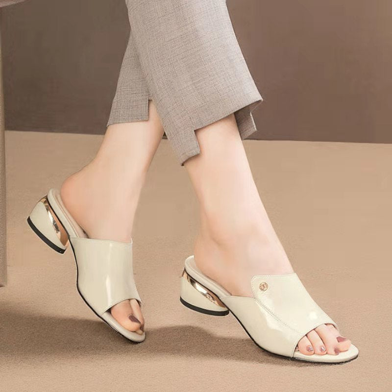 Chanclas de piel sintética suave y sexy para mujer, zapatos de tacón de moda, cómodos, para verano