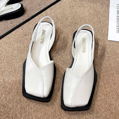 New Summer Square Toe Pleated Elastic Sandals Fashion Women's Slippers Women's Digging Toe Sandals Women's Designer Sandals