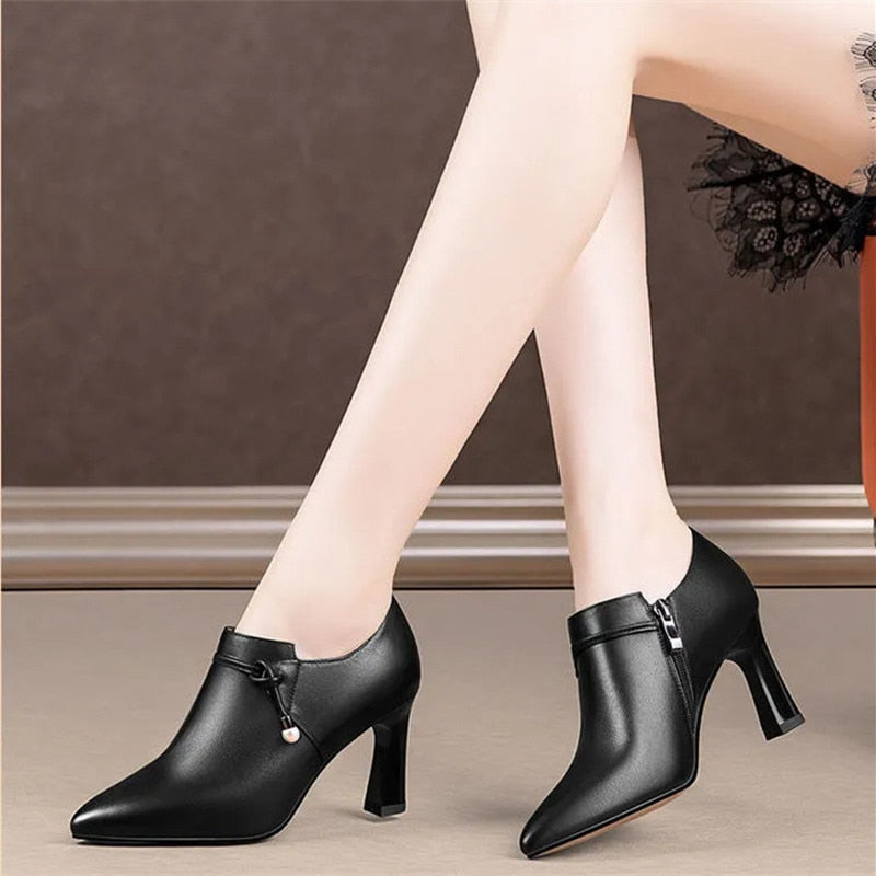 Botas femeninas Cresfimix, botas cortas con cremallera lateral de alta calidad a la moda para mujer, diseño de marca, botas marrones y negras A798 