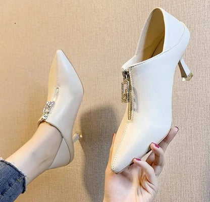 Cresfimix Botas Femininas Women Fashion Sweet High Quality Side Zipper Short Ankle Boots Lady Brand Design Brown Black Boot A798
