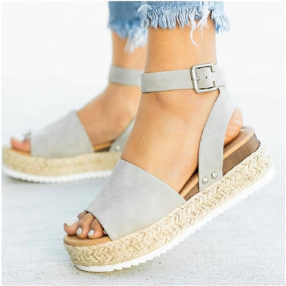 Zapatos de mujer 2022 nueva moda talla grande cuerda de cáñamo cuña tacón plataforma sandalias boca de pez mujeres sandalias de lujo mujeres diseñadores 