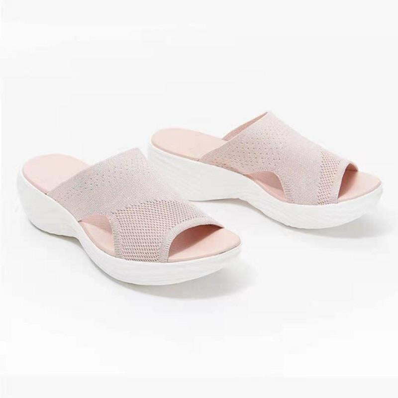 Sandalias ortopédicas elásticas informales para mujer, sandalias ortopédicas con punta abierta, transpirables, zapatos cruzados elásticos para exteriores 