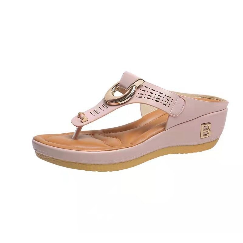 Sandalias de verano nuevas para mujer, zapatos de playa con punta abierta, chanclas, cuñas, zapatillas cómodas, lindas sandalias, tallas grandes 35 ~ 43, calzado femenino 