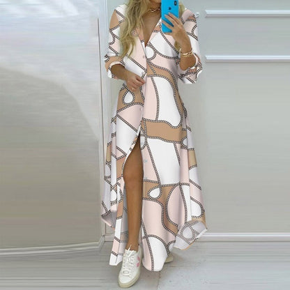Women Boho Shirt Dress Summer Turn-down Collar Single Breasted Button Irregular Long Dress Female Sexy Letter Print Maxi Dresses