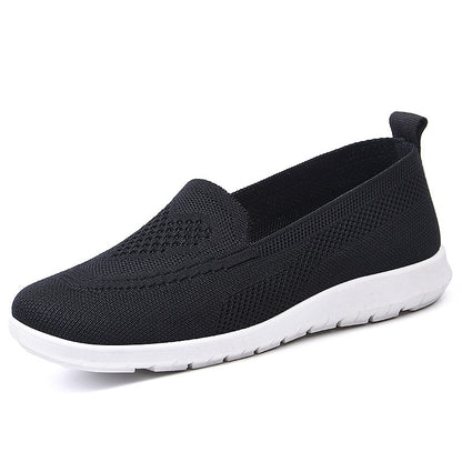 Mom Summer Mesh Knitting Sneakers Women Breathable Mary Janes Shoes Non-slip Ladies Casual Nurse Office Shoes Ballet Flats