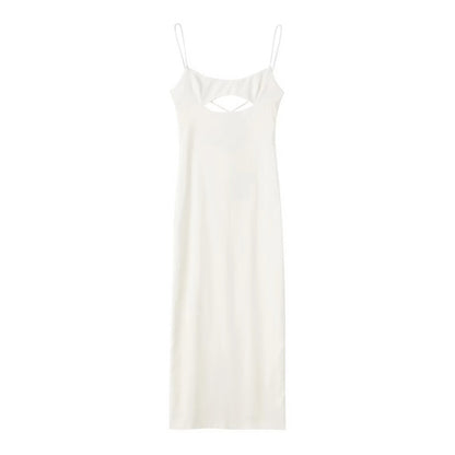 TRAF Mujeres 2022 Moda Seda-Satén Sólido Vestido Midi Vintage Sin Espalda Vestido De Tirantes Finos Vestidos Femeninos Vestidos 