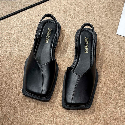 New Summer Square Toe Pleated Elastic Sandals Fashion Women's Slippers Women's Digging Toe Sandals Women's Designer Sandals