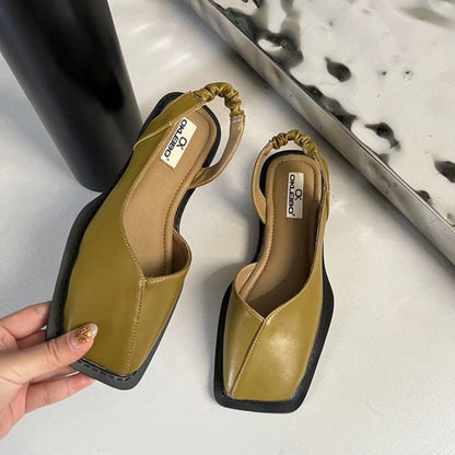 New Summer Square Toe Pleated Elastic Sandals Fashion Women's Slippers Women's Digging Toe Sandals Women's Designer Sandals