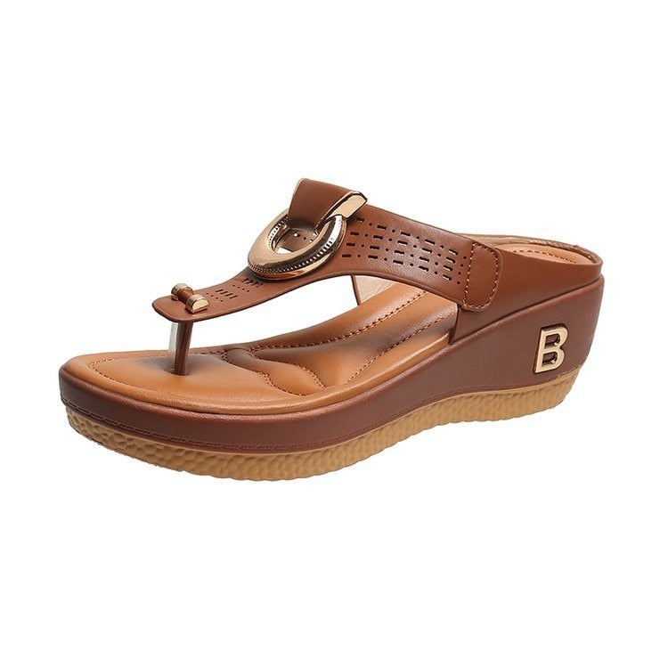 Sandalias de verano nuevas para mujer, zapatos de playa con punta abierta, chanclas, cuñas, zapatillas cómodas, lindas sandalias, tallas grandes 35 ~ 43, calzado femenino 