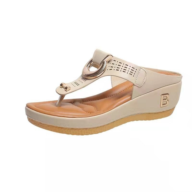 Sandalias de verano nuevas para mujer, zapatos de playa con punta abierta, chanclas, cuñas, zapatillas cómodas, lindas sandalias, tallas grandes 35 ~ 43, calzado femenino 