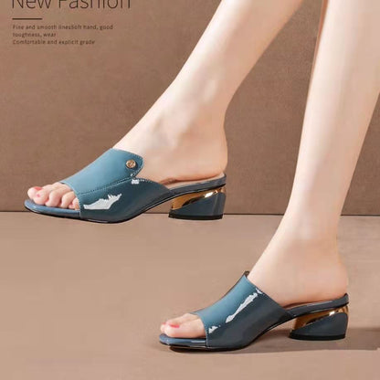 Fashion Red Sexy Pu Soft Leather Female Flipflop Slippers Summer Fashion Heels Slides Shoes For Girls Comfortable Slippers Woman