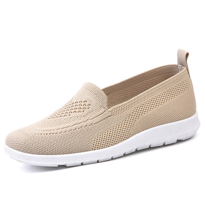 Mom Summer Mesh Knitting Sneakers Women Breathable Mary Janes Shoes Non-slip Ladies Casual Nurse Office Shoes Ballet Flats