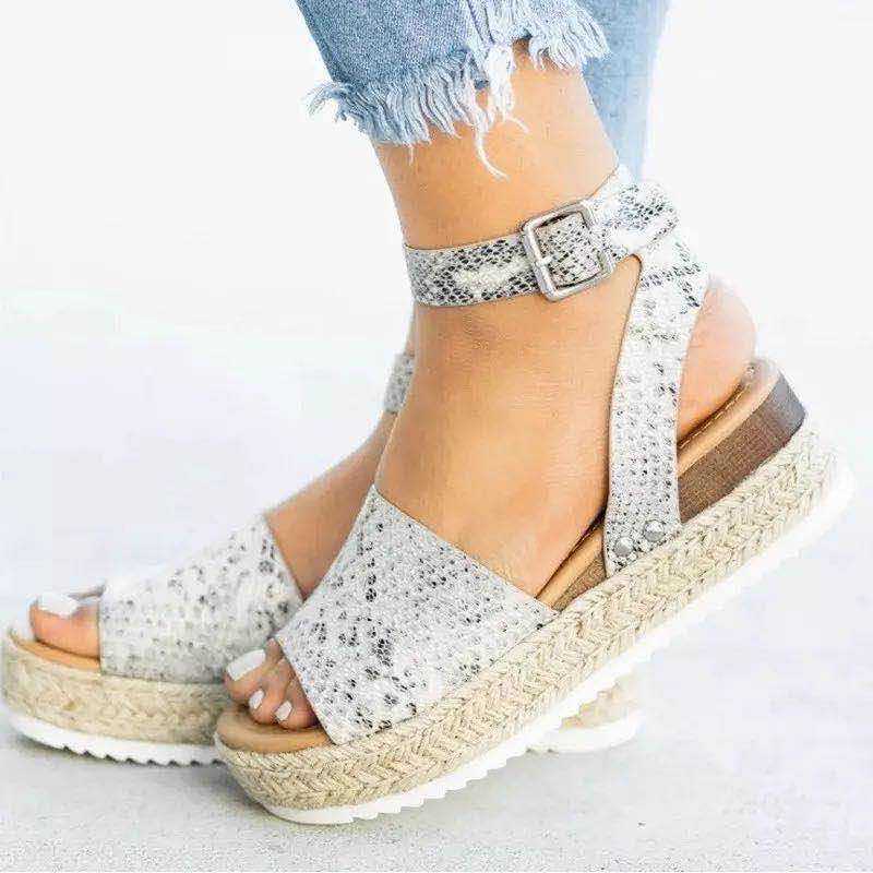 Zapatos de mujer 2022 nueva moda talla grande cuerda de cáñamo cuña tacón plataforma sandalias boca de pez mujeres sandalias de lujo mujeres diseñadores 