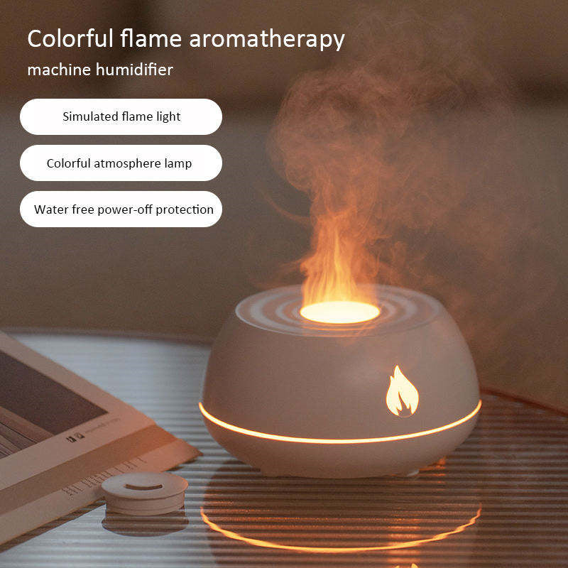 Humidificador de llama, difusor de aromaterapia, 7 colores, humidificador de aire para el hogar, 130 ml, difusor de aceites esenciales con fragancia para habitación USB