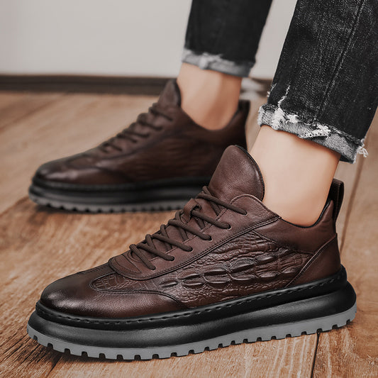 Zapatos de cuero antideslizantes para hombre, estilo informal de negocios